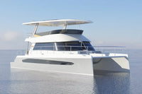 Modern Nova Luxe Elight 44 Electric Boat on calm water with clear sky