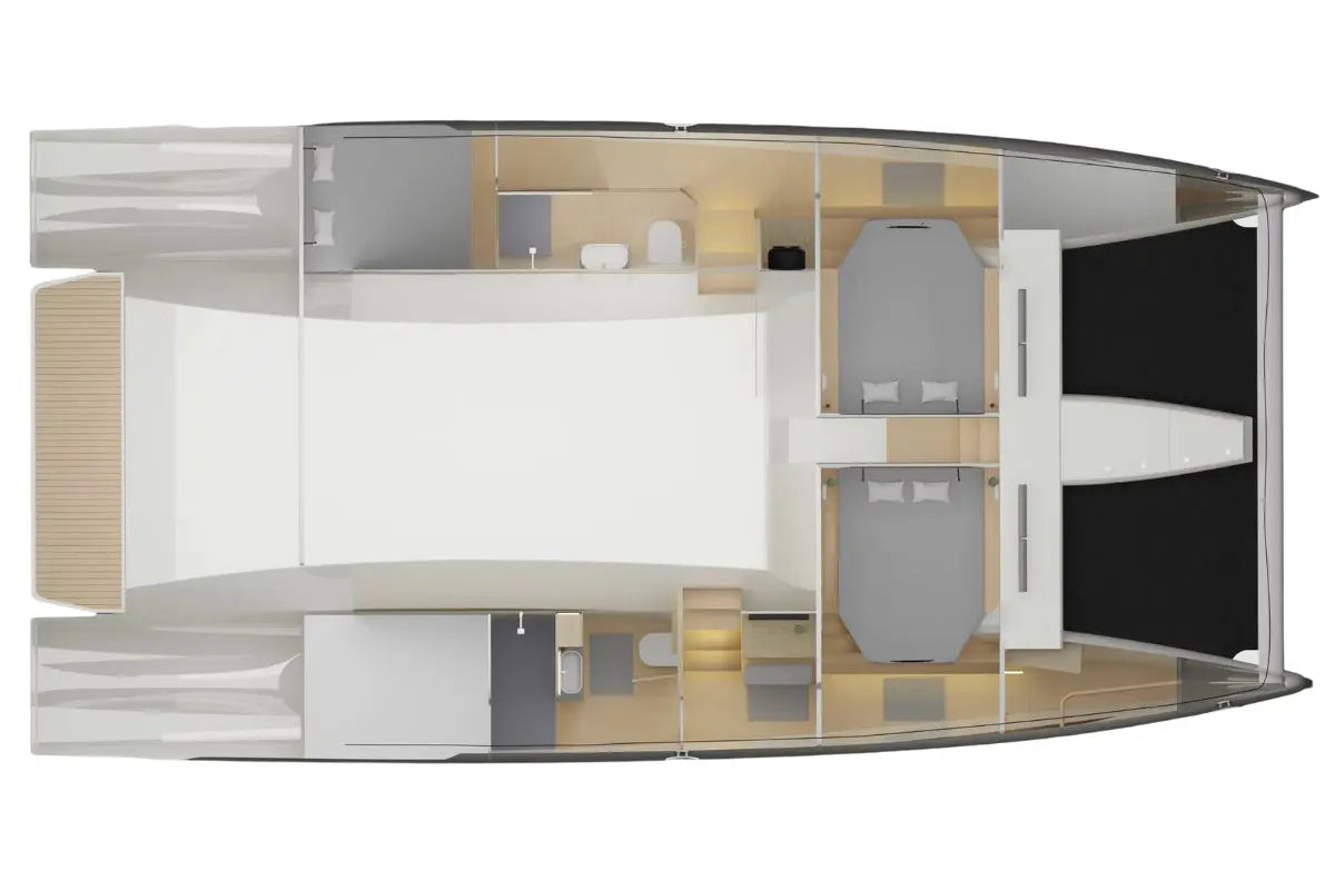 3D architectural Nova Luxe Elight 44 Electric Boat model of a building interior on a white background