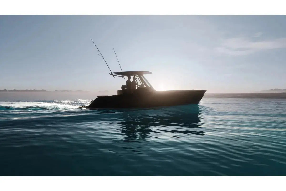 Arc Coast Electric Boat on the water with a clear sky