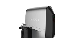 Silver and black device with 'FLUX' branding on a white background