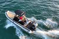 Inflatable Flux Highfield Sport 660 Electric Boat with people on a body of water