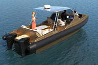 Inflatable Hyfoil 32 Electric Boat on water with people on board