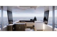 Modern Nova Luxe Eight 40 Electric Boat interior with ocean view