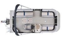 Top-down view of Princecraft BrioE 19 Electric Boat interior with seating and equipment layout.