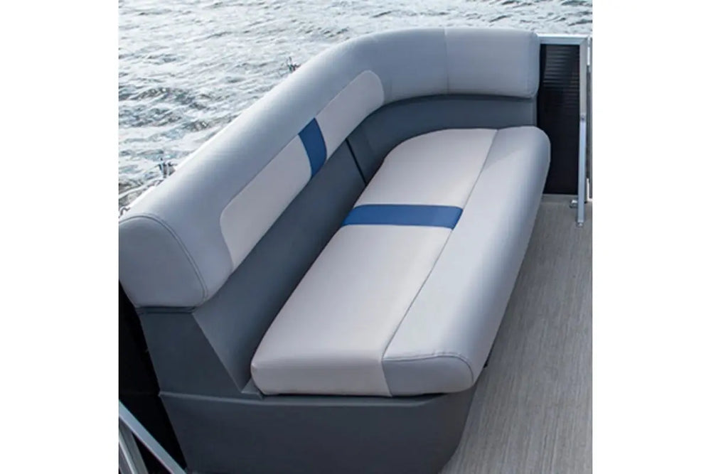 Princecraft BrioE 19 Electric Boat seat on a boat with water in the background