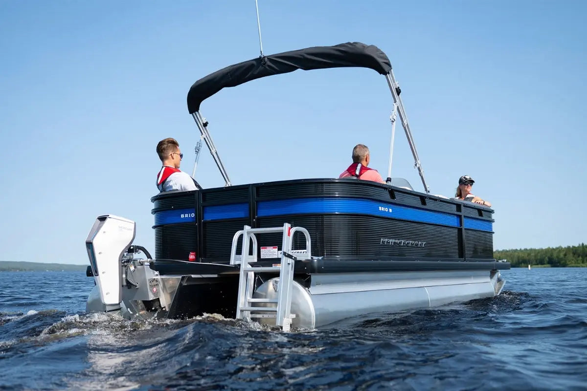 Princecraft BrioE 19 Electric Boat on a lake with people on board