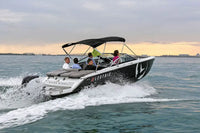 Vision H2e Bowrider Electric Boat with passengers on a body of water