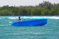 Vision Phantom Electric Boat on a body of water with a forested shoreline