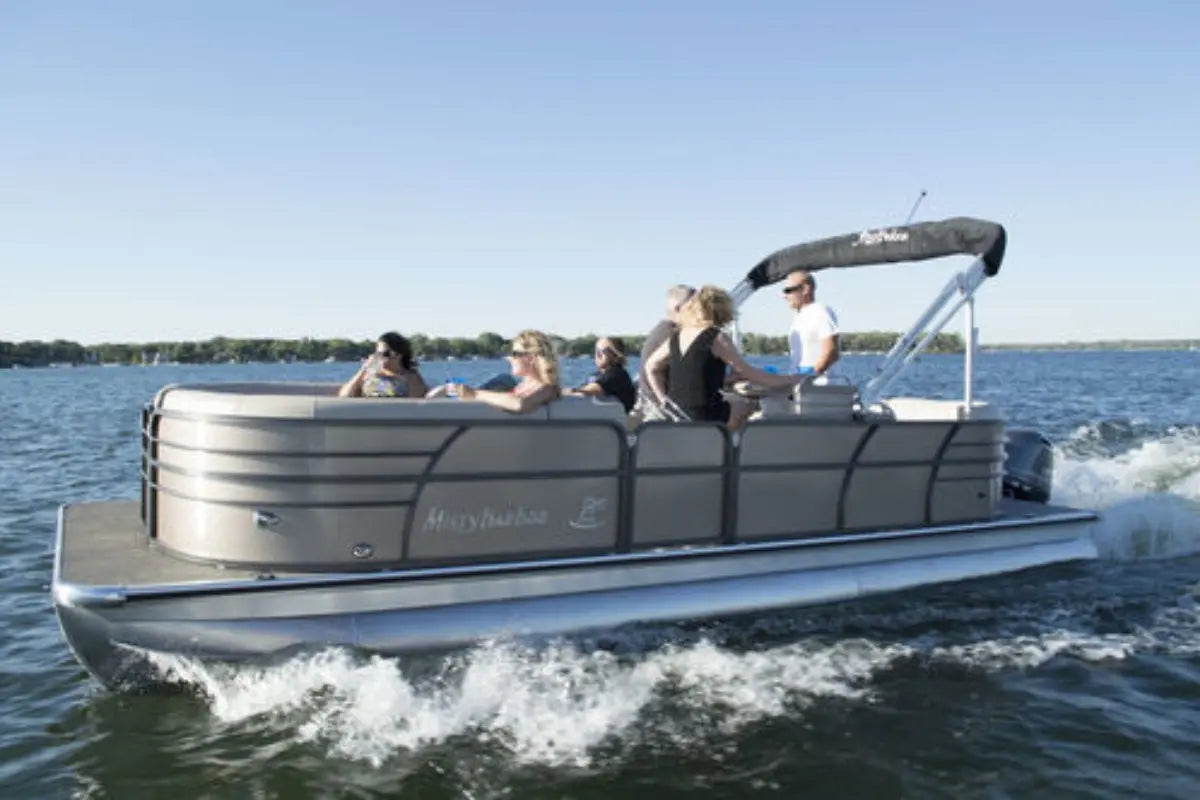 Vision V17 Electric Boat with people on a lake